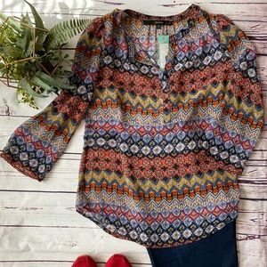 Fun2Fun Zieler Split Neck Blouse Size Small